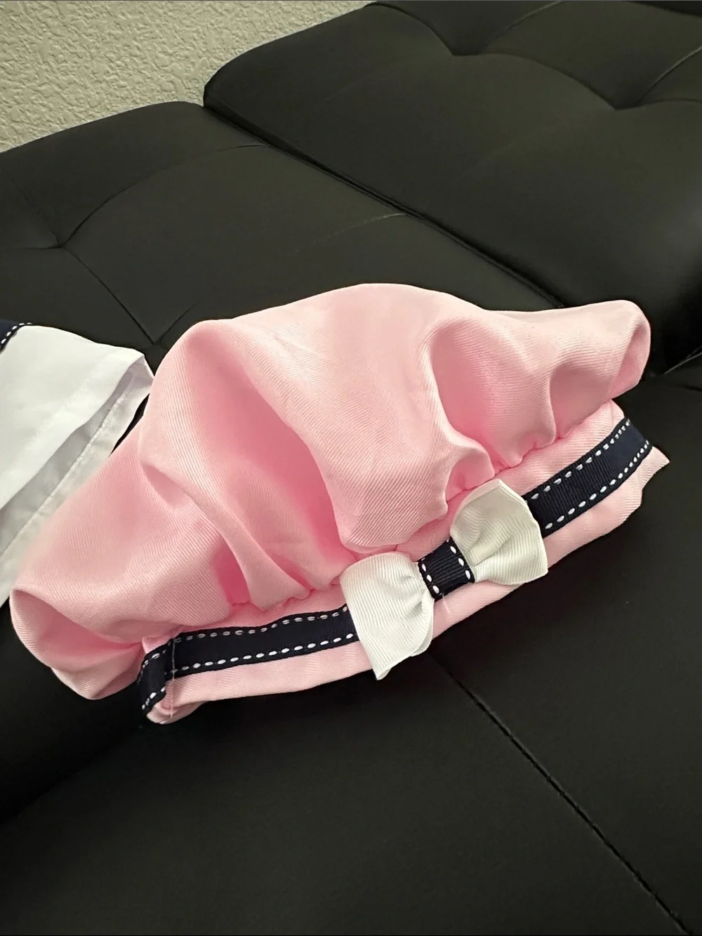 Rare Editions Pink Dress with White Collar and Navy Trim